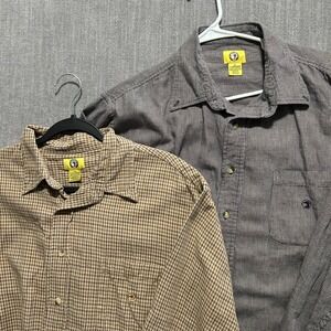 Lot of 2 Duck Head Mens XL Button Down Shirts Cotton Plaid Gingham Brown Blue